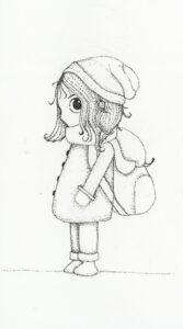 Illustratie Melissa - verhaal: Boekenburcht - zwarte inkt